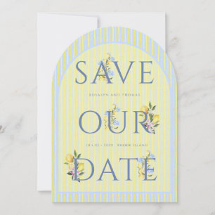 Bold Pastel Lemons Wedding Save The Date