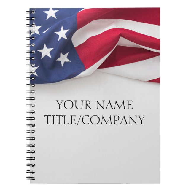 Bold Patriotic American Flag Company name Notebook (Front)