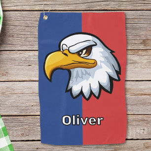 Bold Patriotic Cartoon Eagle Golf Towel