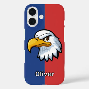 Bold Patriotic Cartoon Eagle Personalised iPhone 16 Case