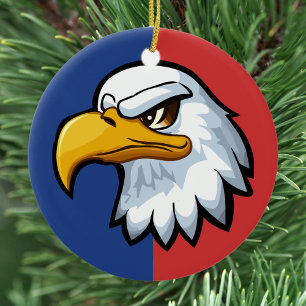 Bold Patriotic Cartoon Eagle Personalised Ceramic Ornament