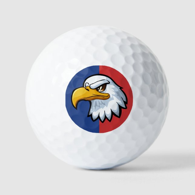 Bold Patriotic Cartoon Eagle Personalised Golf Balls (Front)