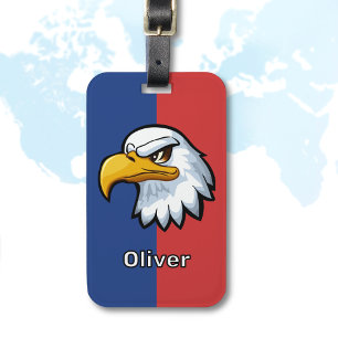 Bold Patriotic Cartoon Eagle Personalised Luggage Tag