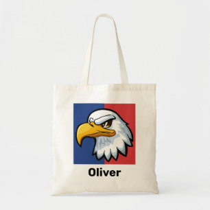 Bold Patriotic Cartoon Eagle Personalised Tote Bag