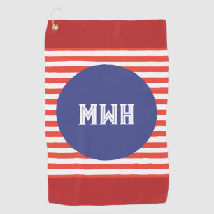 Bold Patriotic Colours Custom Monogram Golf Towel
