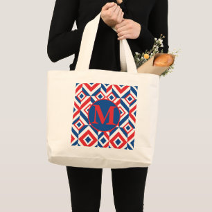 Bold Patriotic Colours Custom Monogram Tote Bag