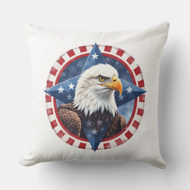 Bold Patriotic Eagle Emblem  Cushion (Front)