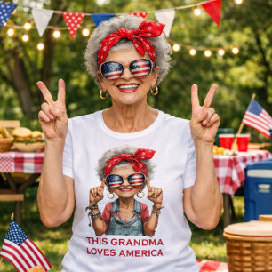 Bold Patriotic Grandma Design – Fun Retro American Tri-Blend Shirt