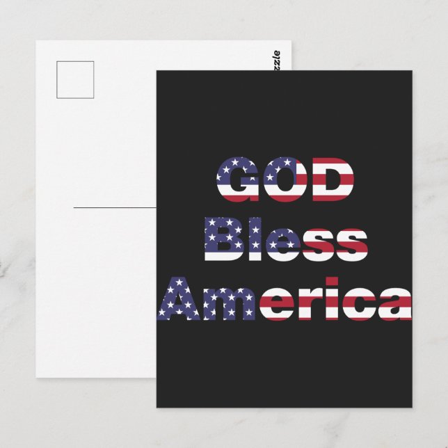 Bold Patriotic Messenger Postcard - God Bless USA (Front/Back)