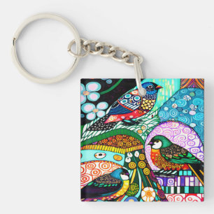 Bold Pattern Modern BIRDS Key Ring