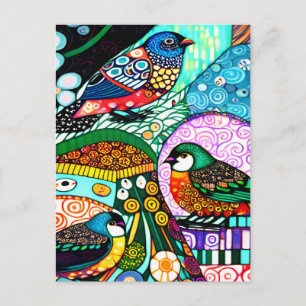 Bold Pattern Modern BIRDS Postcard
