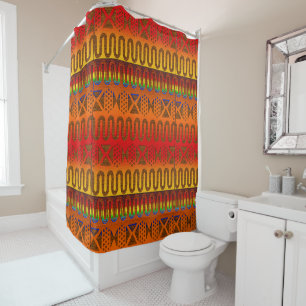 “Bold Patterns, Timeless Stories.”  Shower Curtain