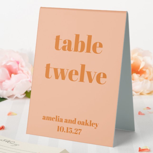 Bold Peach Orange Retro Custom Wedding Number (In SItu (Wedding))