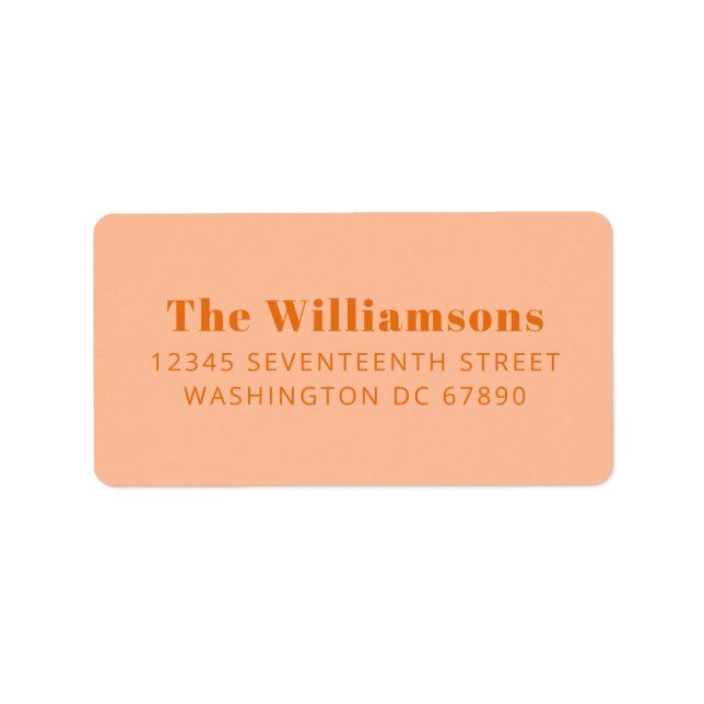Bold Peach Typography Custom Return Address Label (Front)