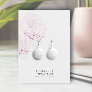 Bold Peonies Modern Floral Sketch Jewellery Displa Business Card