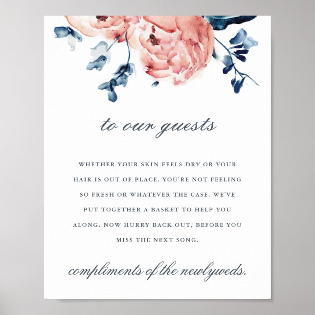 Bold Peony toiletries sign (Front)