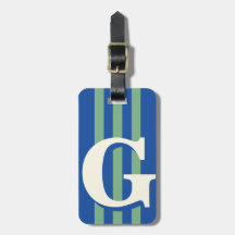 Bold Personalised Initial, Blue and Green Stripe
