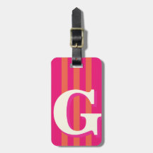 Bold Personalised Initial, Pink and Orange Stripe