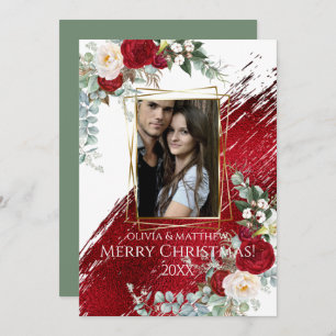 BOLD Photo Frame Crimson Merry Christmas Invitation