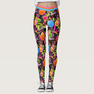 Bold Pickleball Paddles & Florals Leggings