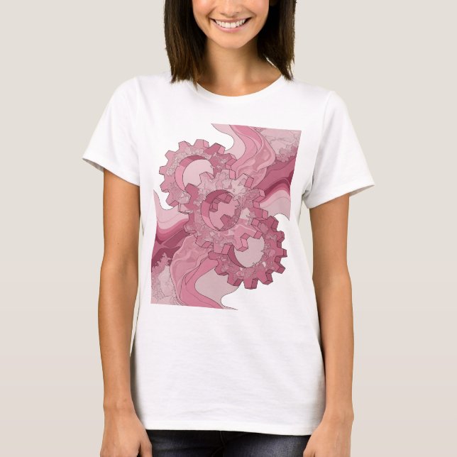 Bold Pink ABSTRACT ART Statement Design T-Shirt (Front)