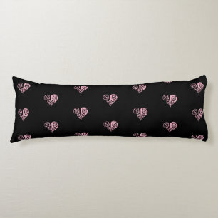 Bold Pink and Black Filigree Heart Body Pillow