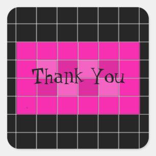 Bold Pink and Black Tile Thank You Sticker