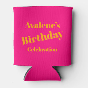 Bold Pink and Bright Orange Birthday Celebration Can Cooler