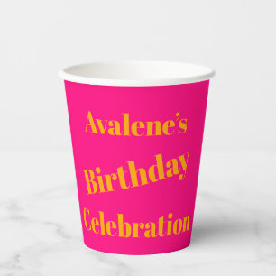 Bold Pink and Bright Orange Birthday Celebration  Paper Cups