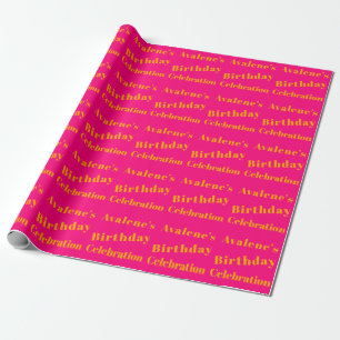 Bold Pink and Bright Orange Birthday Celebration  Wrapping Paper
