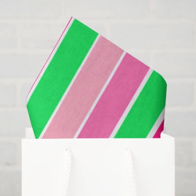 Bold Pink and Green Stripes  Tissue Paper (Gift Bag)