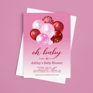 Bold Pink and Red Baby Shower Invitation