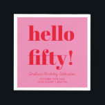 Bold Pink and Red Modern 50th Birthday Custom Napkin<br><div class="desc">Bold Typography Pink and Red Modern 50th Birthday Custom Napkins</div>