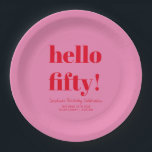 Bold Pink and Red Modern 50th Birthday Custom Paper Plate<br><div class="desc">Bold Typography Pink and Red Modern 50th Birthday Custom Paper Plates</div>