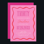 Bold Pink and Red with Wavy Border 30th Invitation<br><div class="desc">Celebrate the big 3-0 with our stunning Customisable 30th Birthday Invitations, intricately designed with wavy borders and bold hues of pink and red. Perfect for adding a splash of elegance and personality to your milestone celebration, these invites are not just invitations but a prelude to the unforgettable memories you're about...</div>