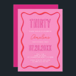 Bold Pink and Red with Wavy Border 30th Invitation<br><div class="desc">Celebrate the big 3-0 with our stunning Customisable 30th Birthday Invitations, intricately designed with wavy borders and bold hues of pink and red. Perfect for adding a splash of elegance and personality to your milestone celebration, these invites are not just invitations but a prelude to the unforgettable memories you're about...</div>