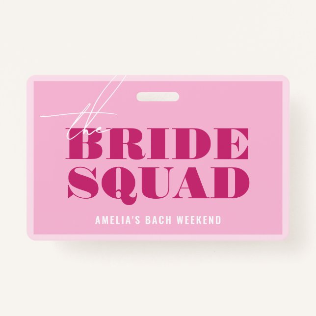 Bold Pink Bachelorette Buy The Bride A Drink Badge ID Badge (Front)