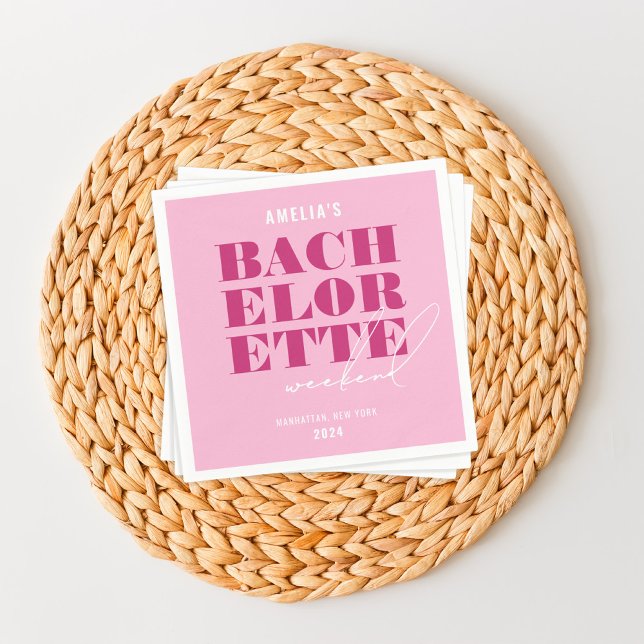 Bold Pink Bachelorette Weekend Napkin (Creator Uploaded)