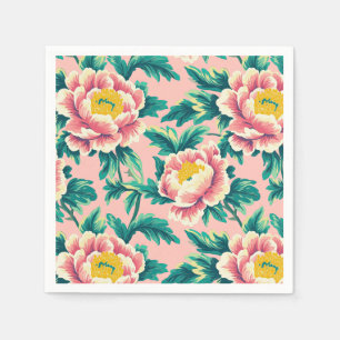 Bold Pink Chinoiserie Floral Napkin