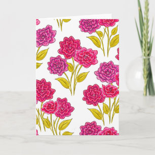 Bold Pink Floral Pattern Blank Card