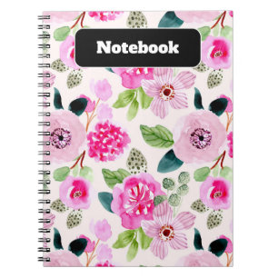 Bold Pink Floral Watercolor Aesthetic Notebook