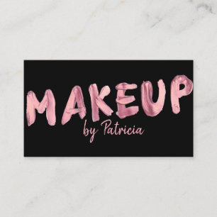 Bold Pink Font On Black Signature Makeup Artist Business Card