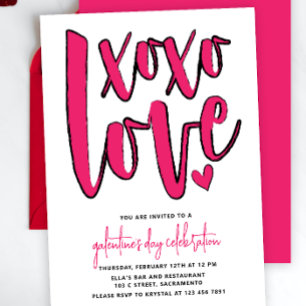 Bold Pink Galentine's Day Party  Invitation