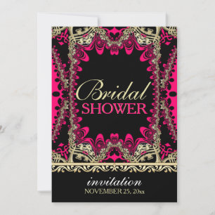 Bold Pink Gold Elegant Bridal Shower Invitation