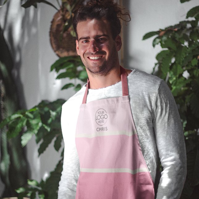 Bold Pink Gradient Stripe Logo  Apron (Creator Uploaded)