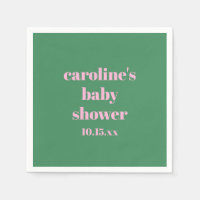 Bold Pink Green Modern Fun Custom Baby Shower