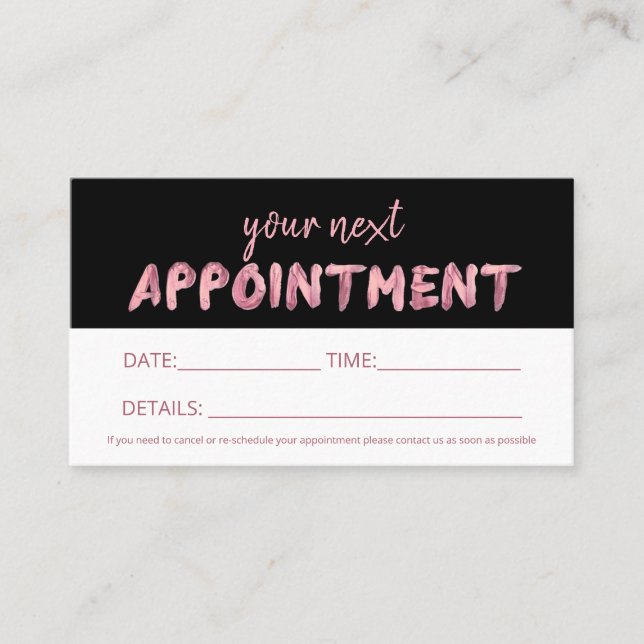 Bold Pink Hand Lettered Appointment Card (Front)