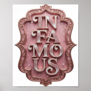 Bold Pink IN FAMOUS 3D Text Art Poster