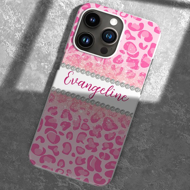 Bold Pink Leopard Print, Diamonds & Glitter Case-Mate iPhone Case (Creator Uploaded)