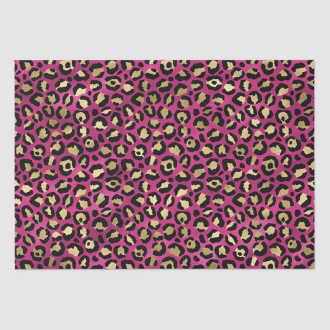 Bold Pink Leopard Print | Glam Animal Pattern Tissue Paper (Front)